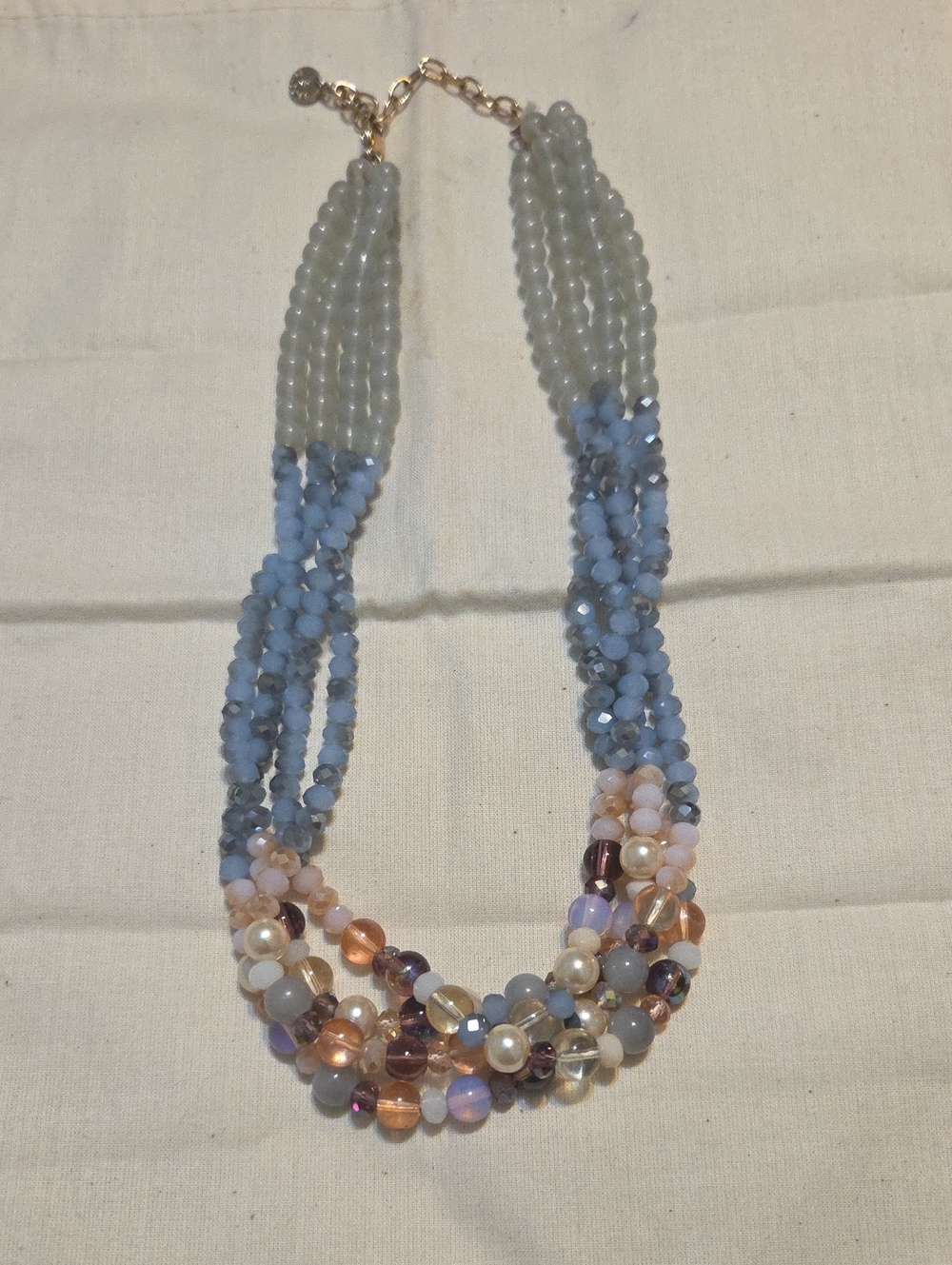 Talbot's Multi-Strand Blue and Pastel Pearl Beaded Necklace